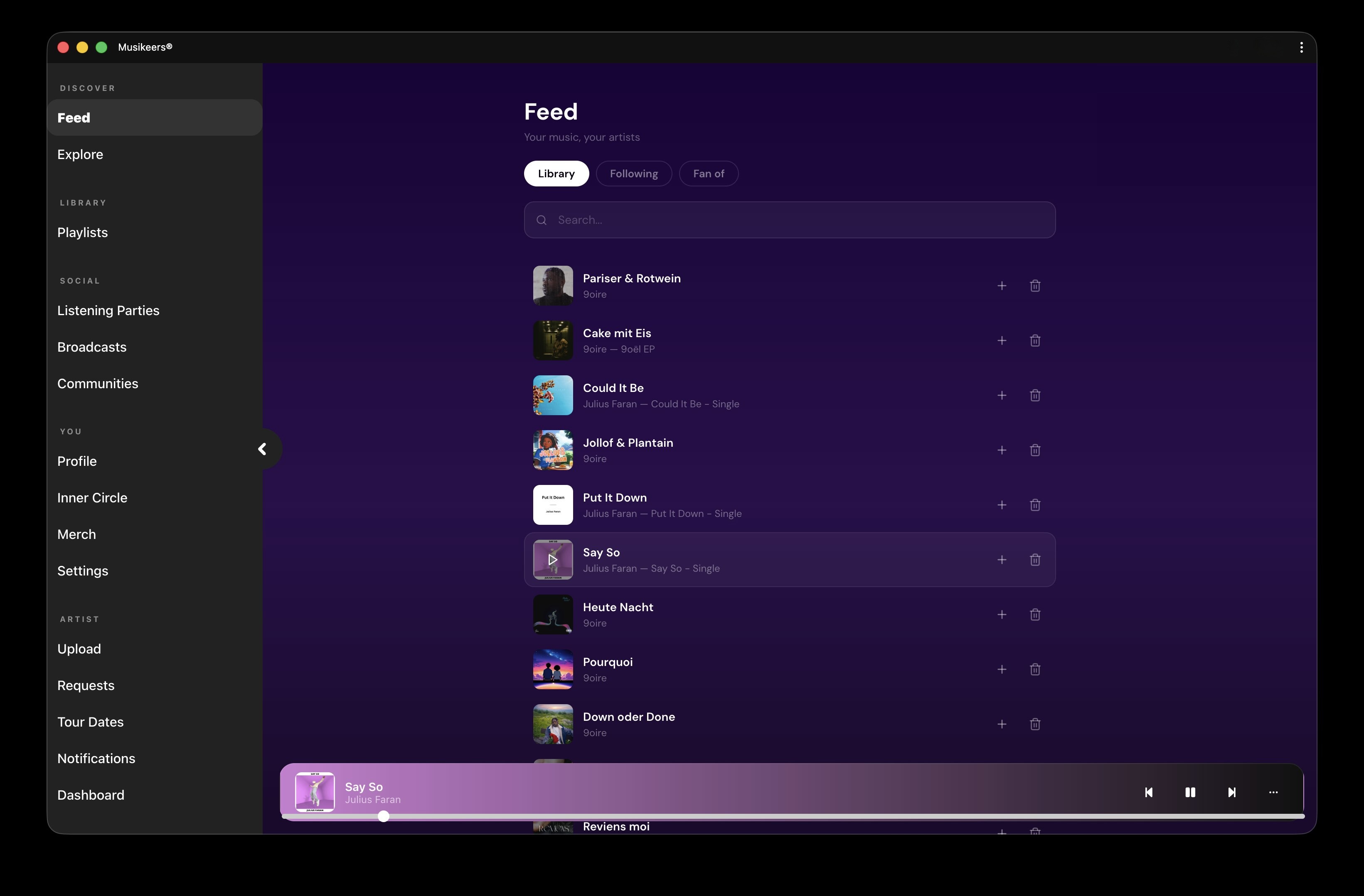 Musikeers Feed – Web App